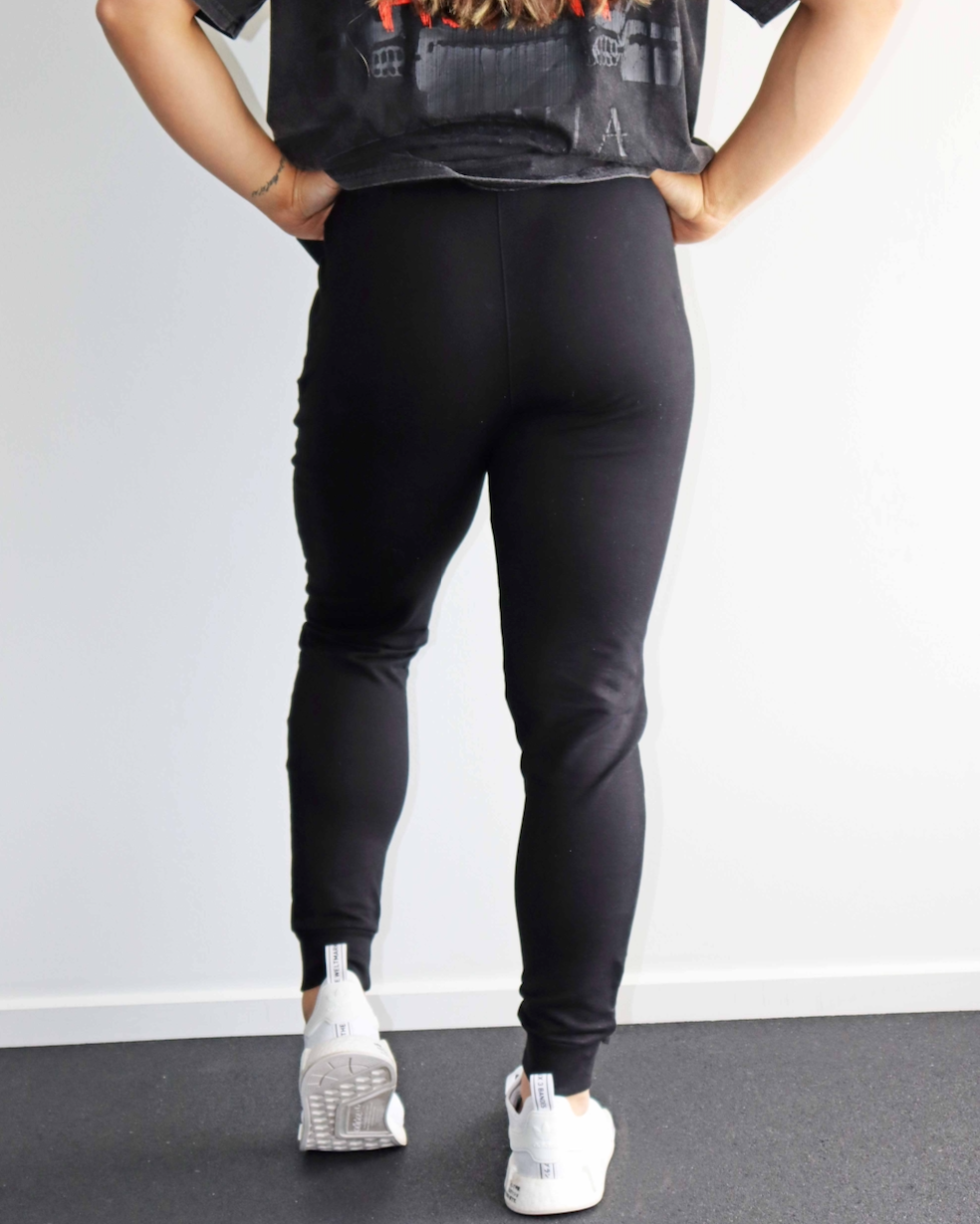Unisex Black Slim Fit Track Pants