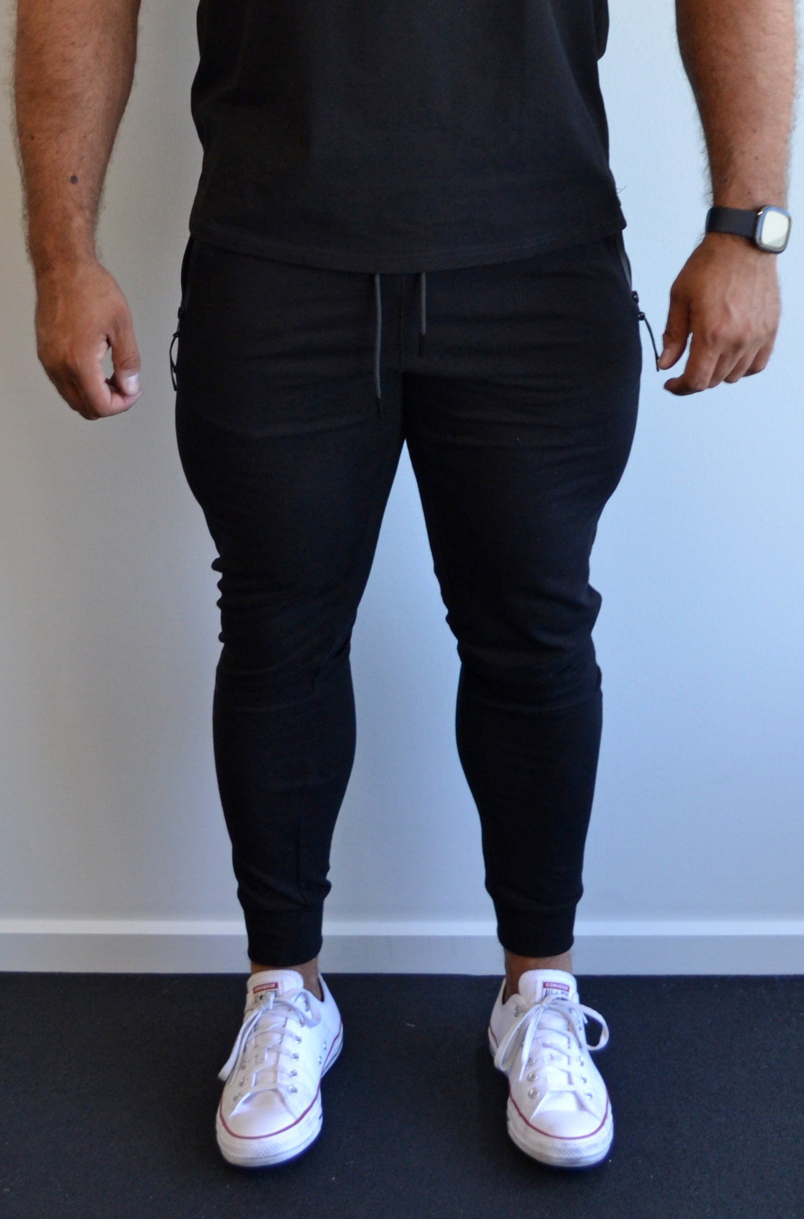 Unisex Black Slim Fit Track Pants