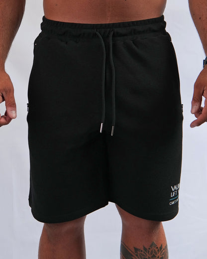 Black Waffle Knit Shorts