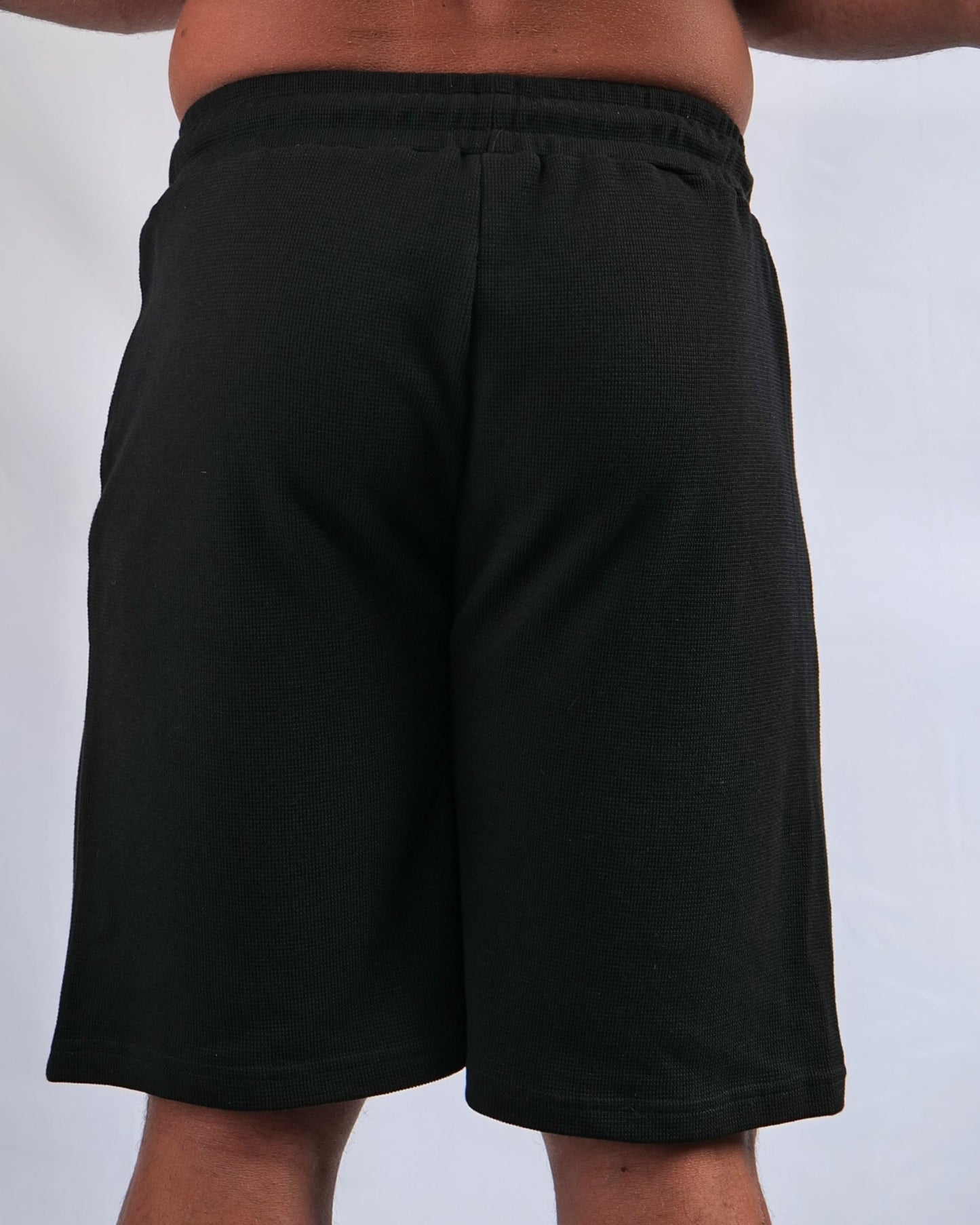 Black Waffle Knit Shorts