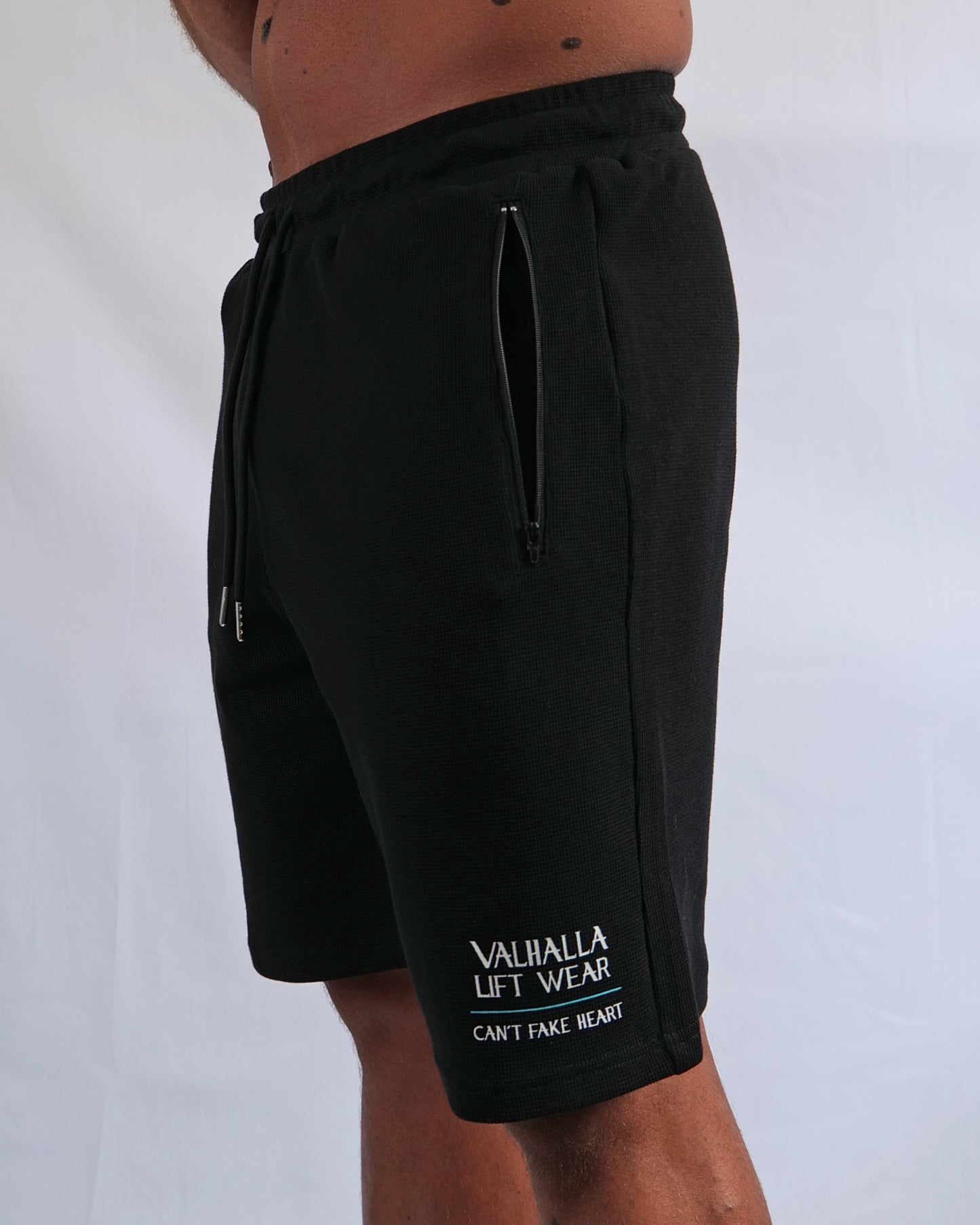 Black Waffle Knit Shorts