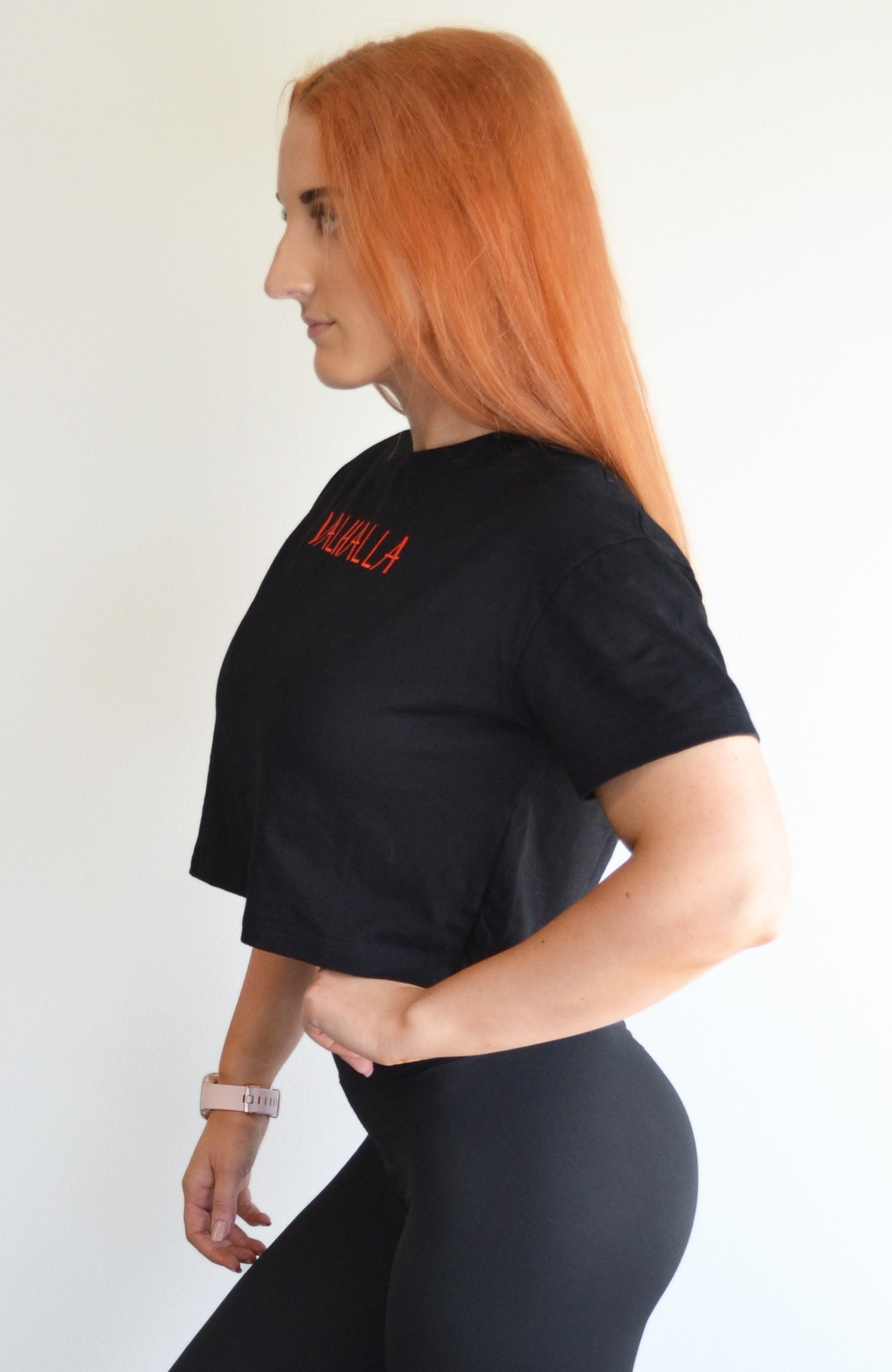 Black Cropped T-Shirt - Tattoo Print