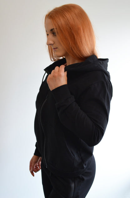 Black Slim Fit Zip Up Hoodie