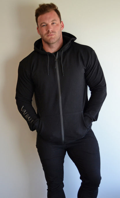 Black Slim Fit Zip Up Hoodie