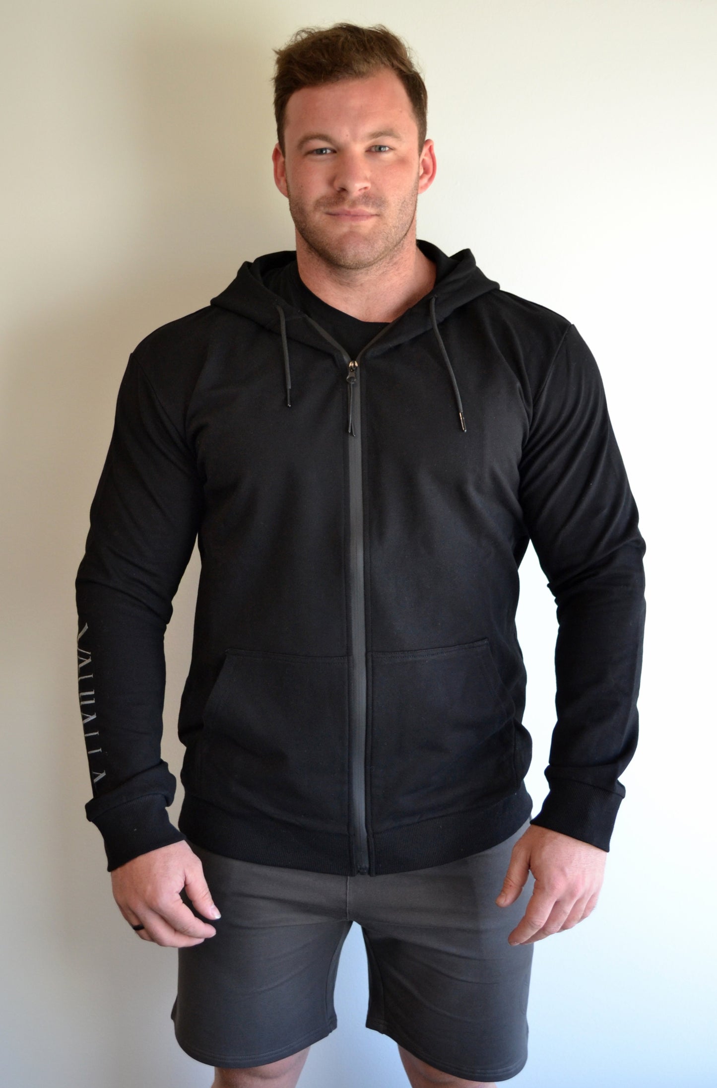 Black Slim Fit Zip Up Hoodie