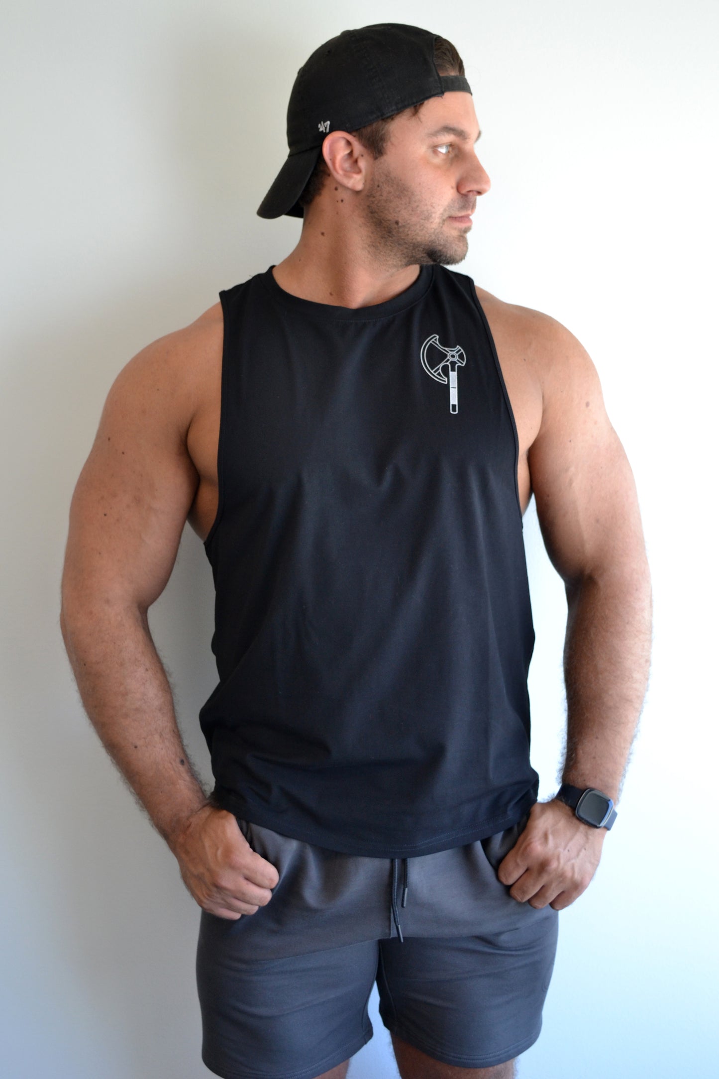 Black Crew Neck T-Back Singlet