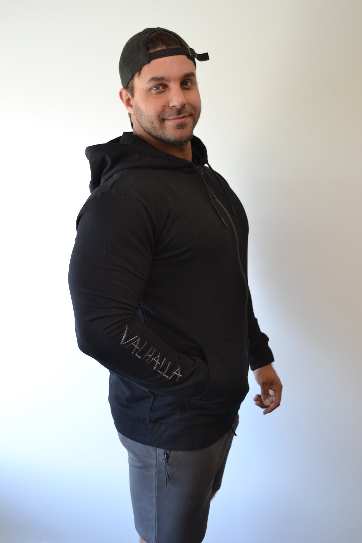 Black Slim Fit Zip Up Hoodie