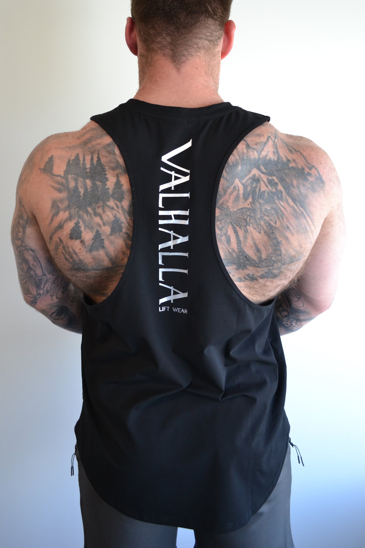 Black Crew Neck T-Back Singlet