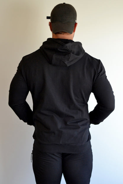 Black Slim Fit Zip Up Hoodie