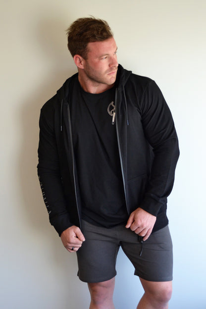 Black Slim Fit Zip Up Hoodie