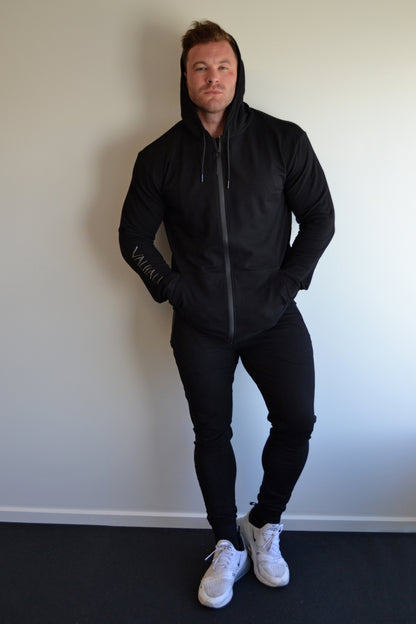 Black Slim Fit Zip Up Hoodie