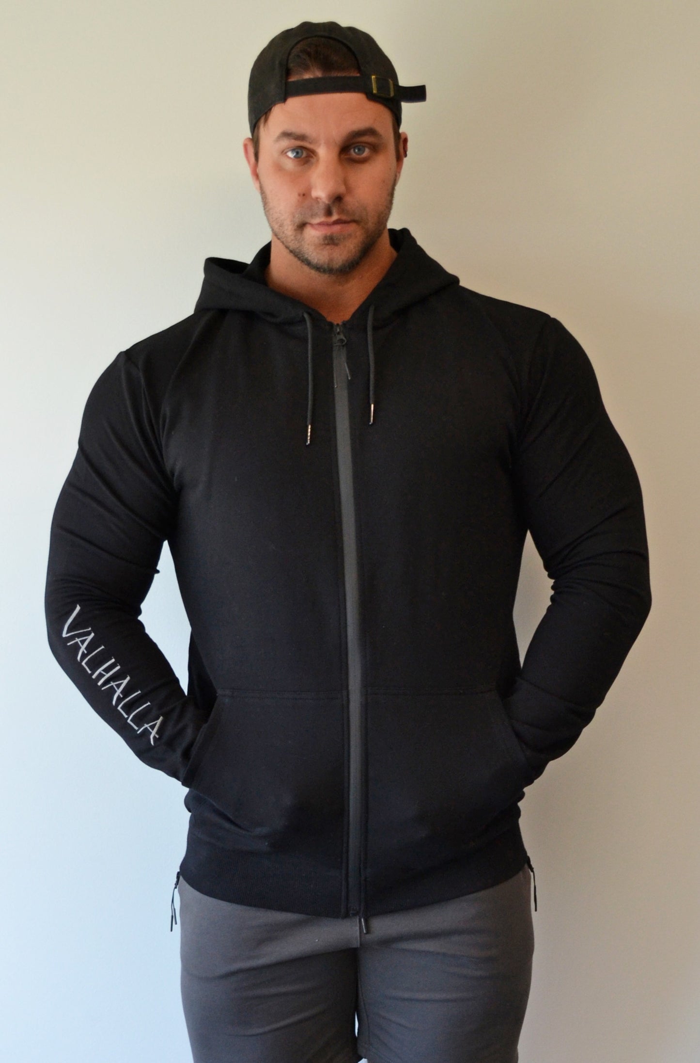 Black Slim Fit Zip Up Hoodie