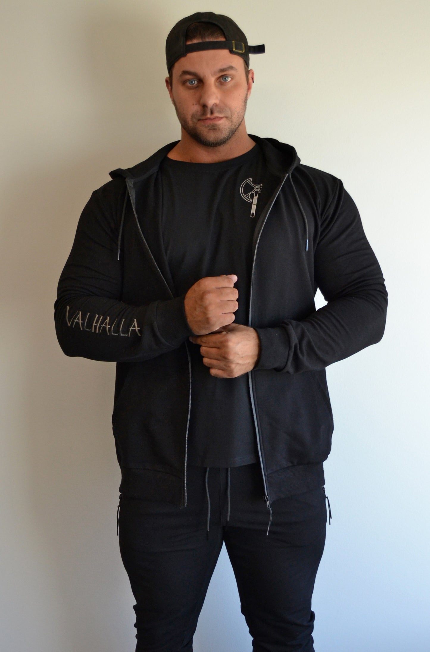 Black Slim Fit Zip Up Hoodie